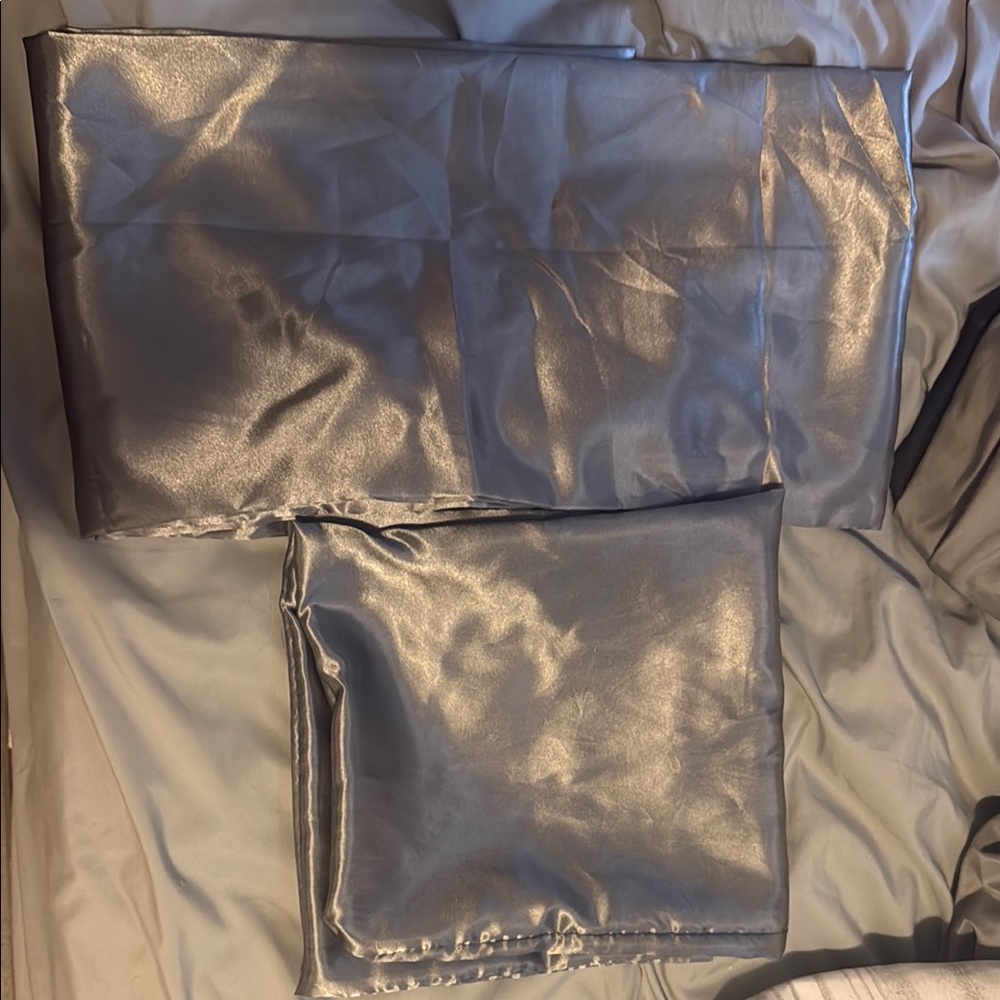 Silver Satin Pillowcase Set